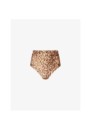 Womens Zimmermann Cascadian Leopard High-Waist Bikini Bottoms