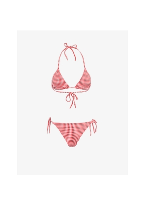 Womens Hunza G Sabrina Gingham-Print Triangle Bikini