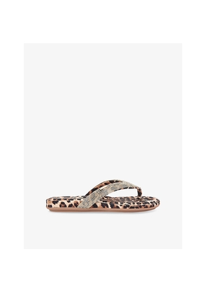 Womens Carvela Riviera Jewel Leopard-Print Satin Sandals
