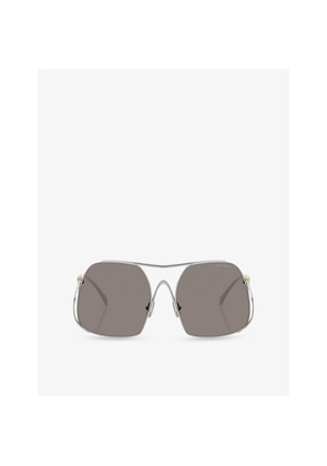 Womens Miu Miu Mu A55S Square-Frame Metal Sunglasses