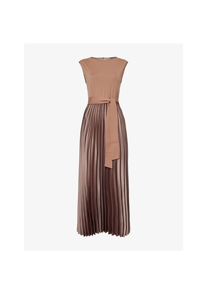 Womens Weekend Max Mara Sleeveless Pleated Jersey and Satin Midi Dress