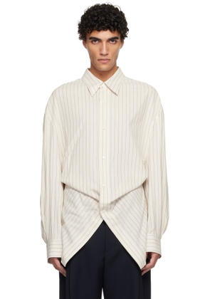 Hed Mayner Beige Pin Stripe Shirt