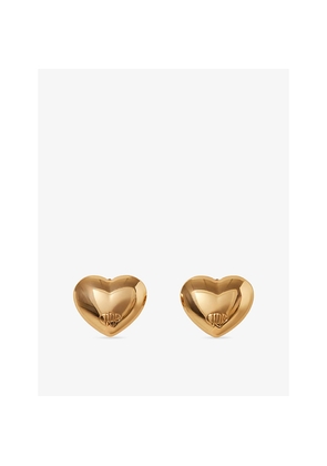 Womens Claudie Pierlot Heart Gold-Tone Brass Stud Earrings