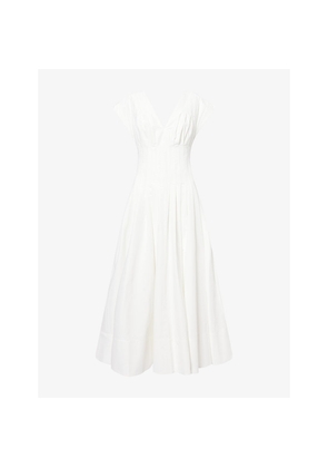 Womens Simkhai Nina Pleated Cotton-Blend Midi Dress
