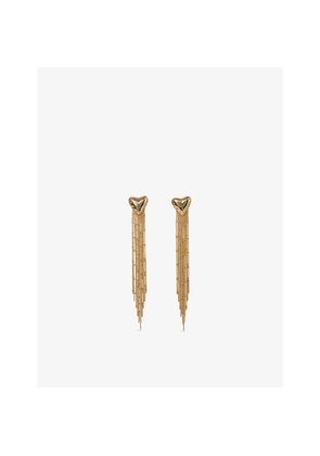 Womens Claudie Pierlot Heart Chain Gold-Tone Brass Drop Earrings