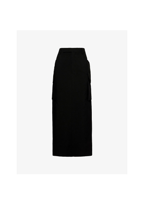 Womens Rick Owens Firbanks Slit Wool Midi Skirt