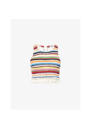 Womens Ganni Crochet Sleeveless Cotton Top