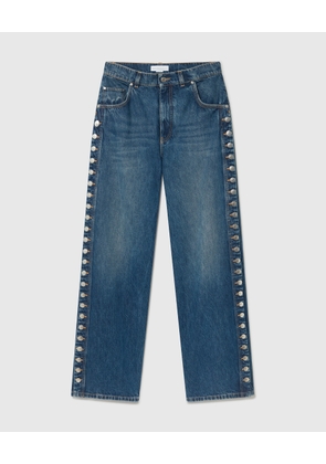 Stella McCartney - Popper-Studded Straight-Leg Jeans, Woman, Dark blue, Size: 24