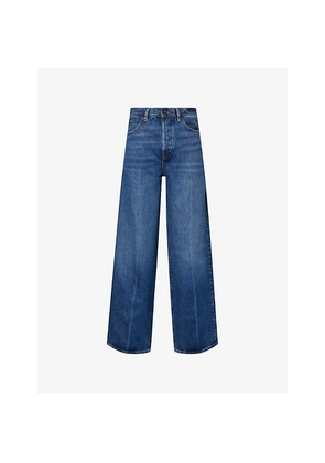 Womens Frame The Collegiate High-Rise Relaxed Wide-Leg Denim Jeans