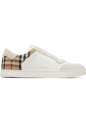 Burberry White Suede & Check Sneakers