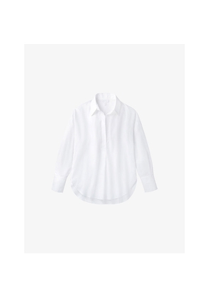 Womens The White Company Open-Collar Relaxed-Fit Cotton-Poplin Shirt