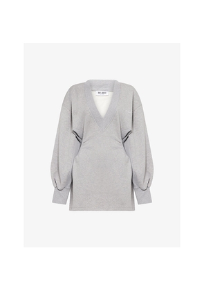 Womens The Attico Logo-Plaque V-Neck Cotton-Jersey Mini Sweatshirt Dress