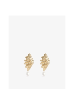 Womens Lelet Ny Nadia Shell Pearl-Pendant 14ct Gold Plated Earrings