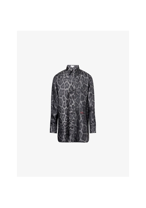 Womens Stella Mccartney Leopard Brand-Embroidery Silk Shirt