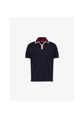 Mens Gucci Contrast-Collar Logo-Embroidered Cotton-Pique Polo Shirt