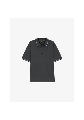 Mens Boss Logo-Embroidered Short-Sleeve Cotton Polo