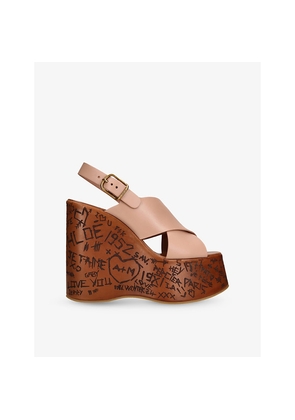 Womens Chloe Maxime Leather Platform Wedge Sandals