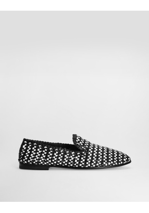 Dolce & Gabbana Woven Leather Slippers - Man Driver Shoes And Loafers Black 43