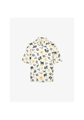 Mens Marni Notched-Collar Boxy-Fit Cotton Bowling Shirt