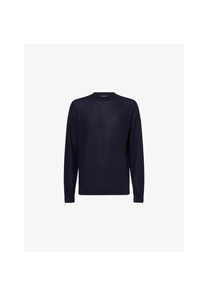 Mens Giorgio Armani Textured Crew Neck Cashmere-Silk Knitted Jumper
