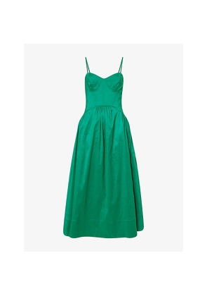 Womens Rebecca Vallance Bailey Corseted Woven Midi Dress