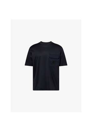 Mens Emporio Armani Logo-Plaque Flap-Pocket Jersey T-Shirt