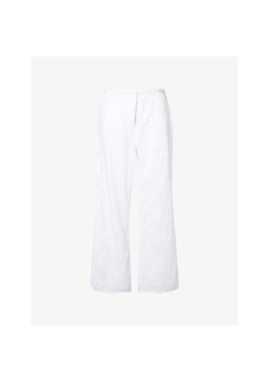 Womens Desmond And Dempsey Textured Wide-Leg Cotton Pyjama Bottoms