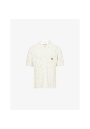 Mens Belier Ocean Logo-Patch Cotton-Crochet Shirt