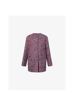 Womens Gucci Boucle-Texture Round-Neck Wool-Blend Jacket