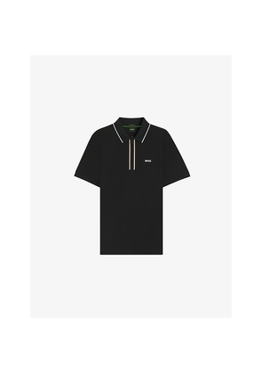 Mens Boss Logo-Print Short-Sleeve Stretch-Cotton Polo