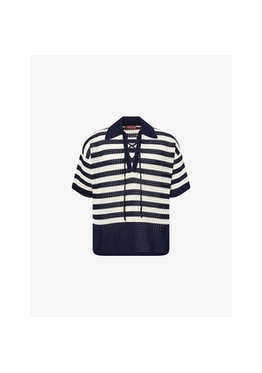 Mens Gucci Stripe-Pattern Knitted Cotton Polo Shirt