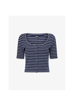Womens Paige Evette Striped Stretch-Cotton Top