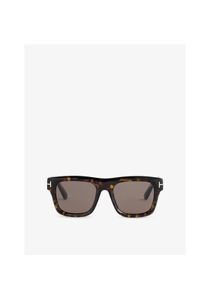 Mens Tom Ford Tf1284 52N Marlon Square-Frame Tortoiseshell Acetate Sunglasses
