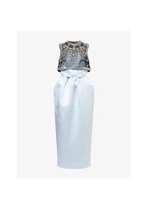 Womens Huishan Zhang Crystal-Embellished Sleeveless Satin Maxi Dress