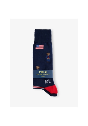 Mens Polo Ralph Lauren American Bear Pack-Of-Two Stretch-Cotton Crew Socks