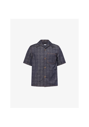 Mens Burberry Spread-Collar Cotton Denim Shirt