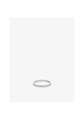 Womens Astrid & Miyu Stacking Rhodium-Plated Sterling-Silver and Cubic Zirconia Ring