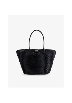 Womens Anine Bing Lou Monogram Raffia Tote Bag