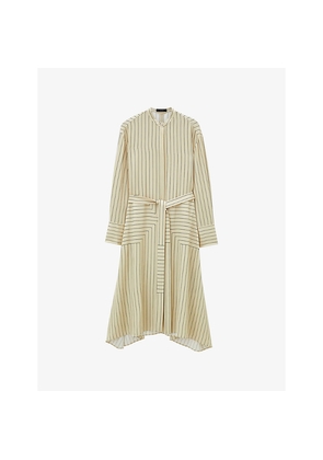Womens Joseph Orlana Geometric-Stripe Stretch Silk-Blend Midi Dress