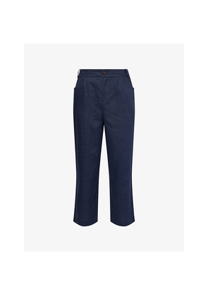 Mens Belier Drawstring Wide-Leg Linen Trousers