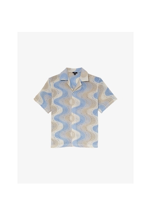 Mens Reiss Wilson Wave-Motif Short-Sleeve Crochet Shirt