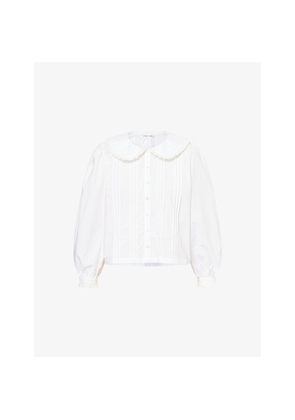 Womens Sandy Liang Crayon Broderie-Anglaise-Trim Cotton Shirt