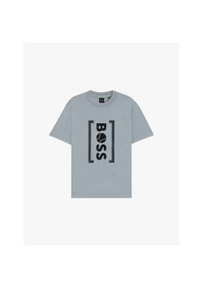 Mens Boss Logo-Print Short-Sleeve Cotton T-Shirt