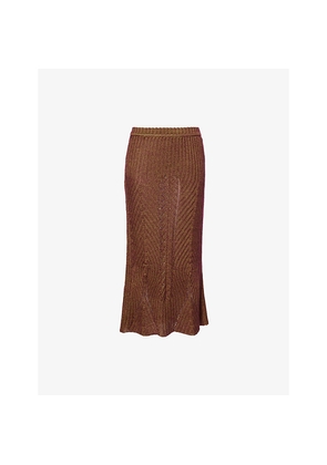 Womens Vivienne Westwood Mary Ribbed Stretch-Silk Blend Midi Skirt