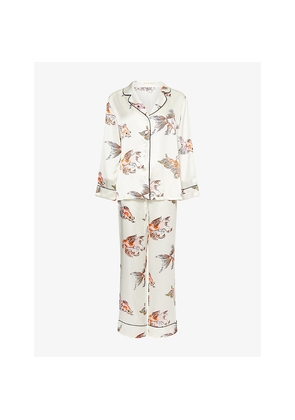 Womens Olivia Von Halle Lila Cora Goldfish Silk-Satin Pyjamas