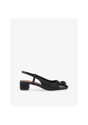 Womens Kurt Geiger London Sloane Leather Block-Heel Slingback Courts