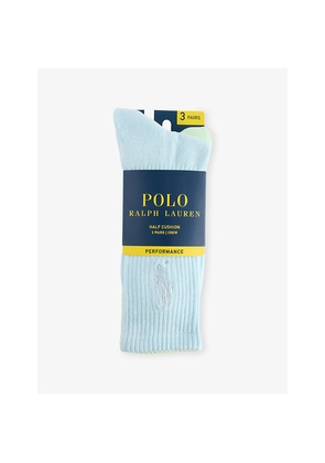 Mens Polo Ralph Lauren Pony-Embroidered Pack-Of-Three Stretch-Cotton Crew Socks