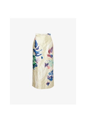 Womens Erdem Floral Pencil Woven Midi Skirt