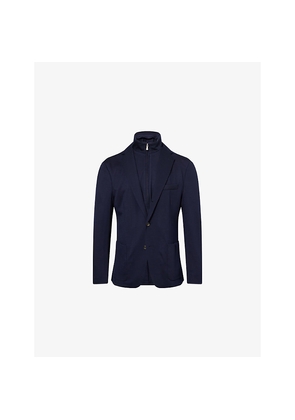 Mens Eleventy Notched-Collar Patch-Pocket Wool Jacket