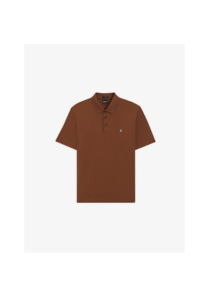 Mens Boss Logo-Embroidered Short-Sleeve Cotton Polo